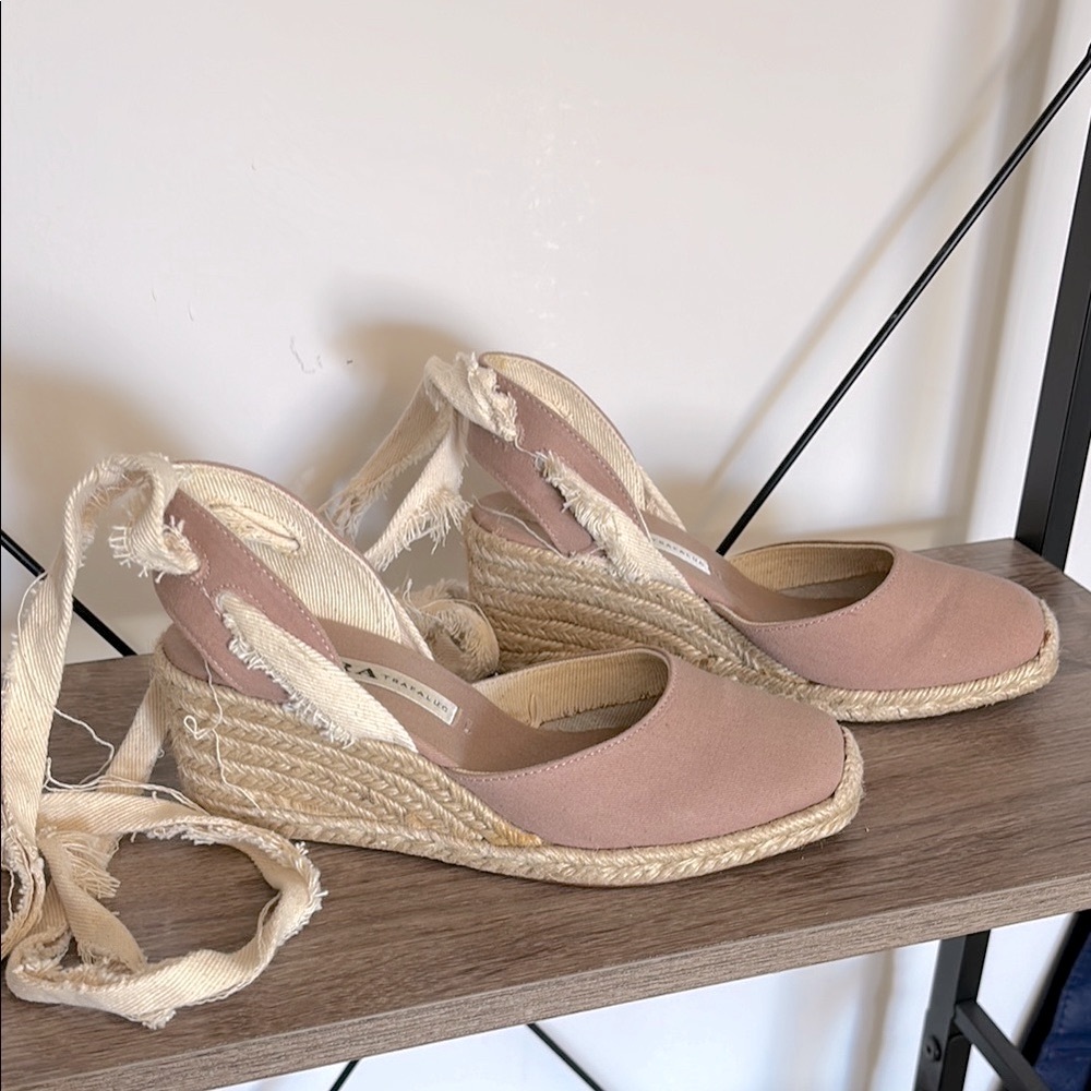 Zara Mauve Wedge Espadrilles with Frine Straps